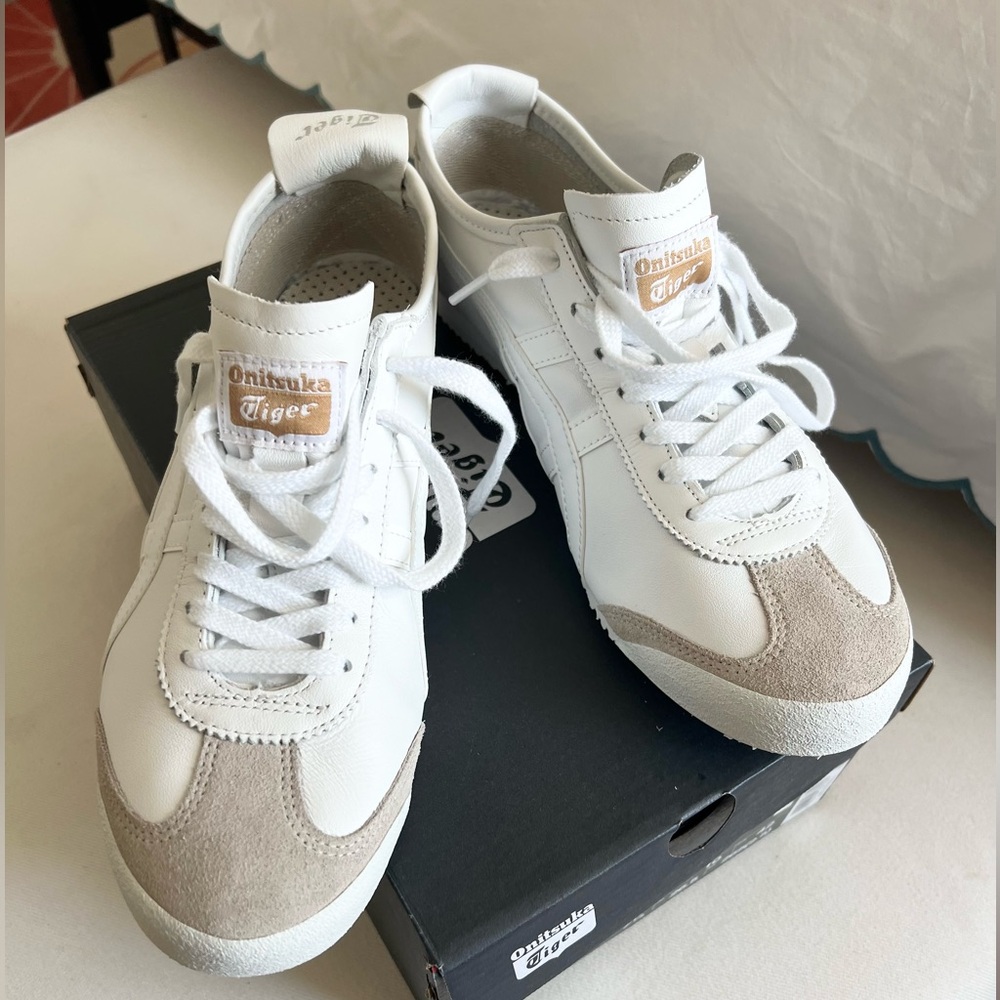 Onitsuka Tiger by Asics White and Tan Sneakers
